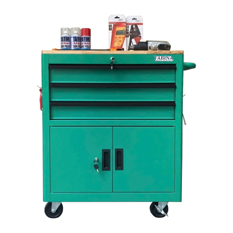Tủ dụng cụ 3 hộc kéo 2 ngăn chứa màu xanh lá Fabina
