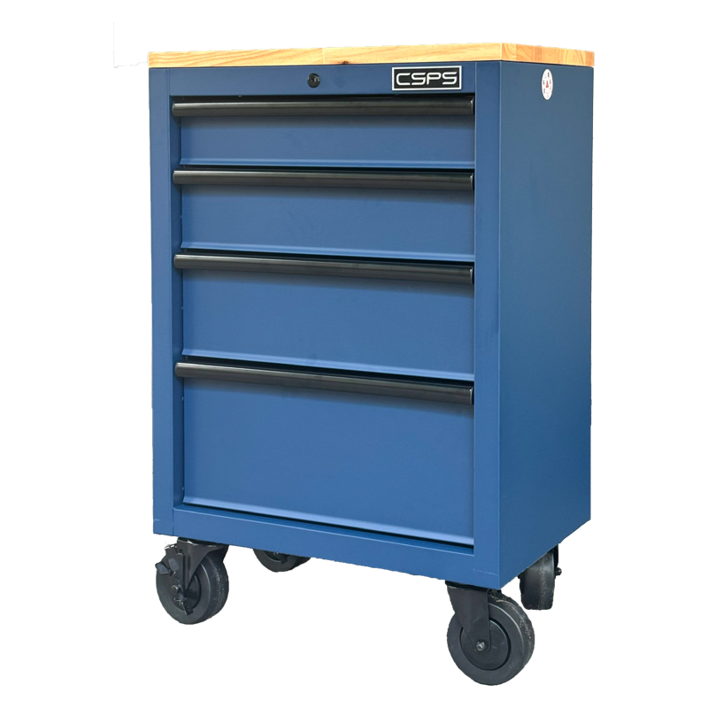 CSPS Blue Tool Cabinet 61cm with wooden top – 04 drawers