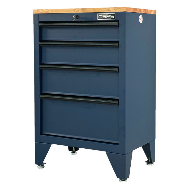 Tủ dụng cụ CSPS 61cm - 04 hộc kéo màu xanh dương kèm ván gỗ và chân tủ
