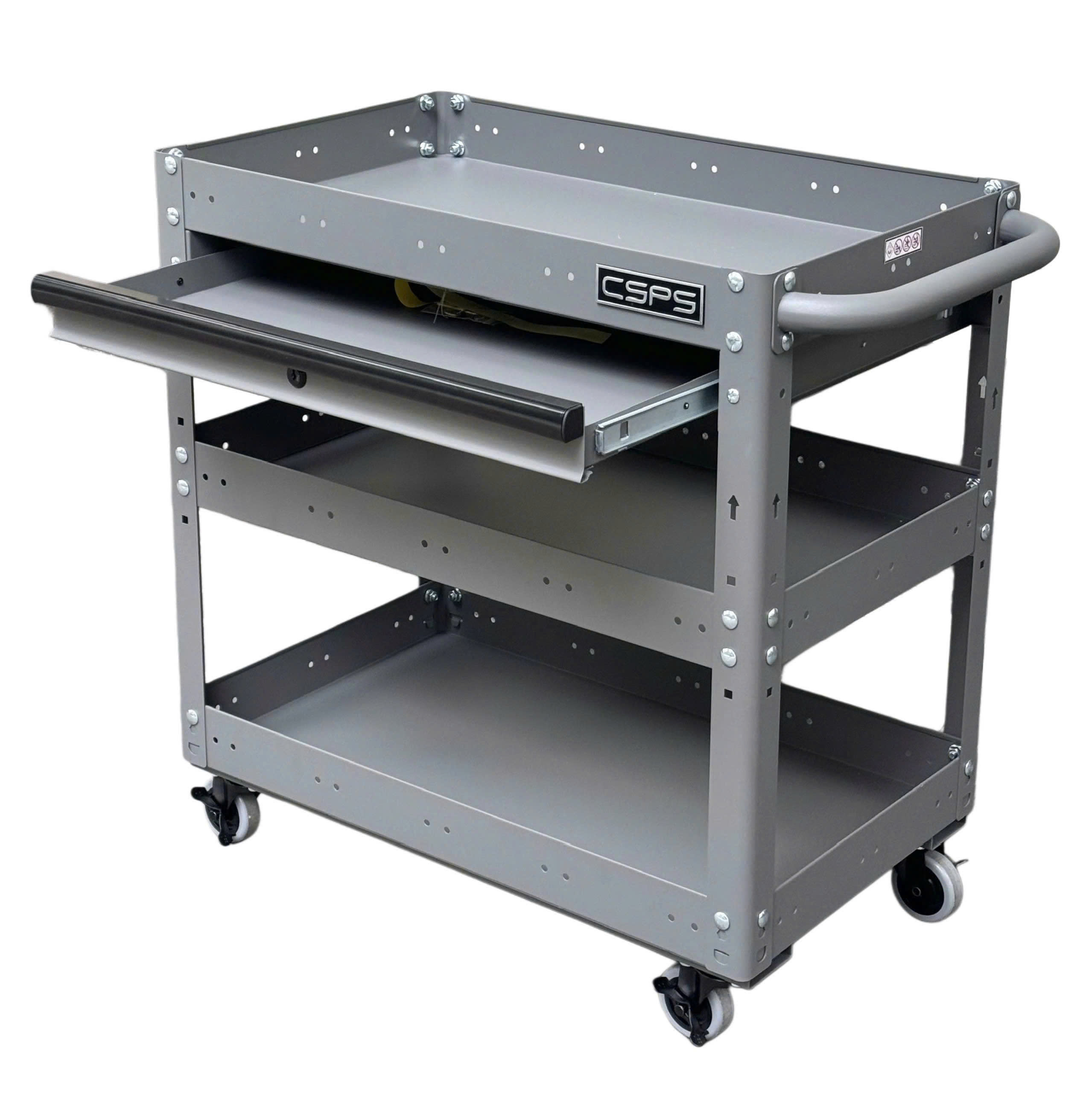 Xe đẩy CSPS 3 ngăn 71cm màu xám 01 hộc kéo